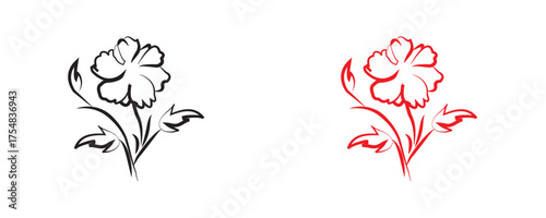 Minimal botanical leaf line art vector. Tattoo flower icon. simple botanical line drawings featuring delicate leaves and branches, ideal for logos, tattoos, invitations, and modern decor.