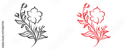 Minimal botanical leaf line art vector. Tattoo flower icon. simple botanical line drawings featuring delicate leaves and branches, ideal for logos, tattoos, invitations, and modern decor.