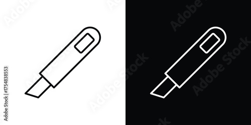 Utility knife icon - Line Style. symbol template design