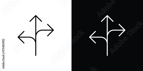 Three directions icon - Line Style. symbol template design