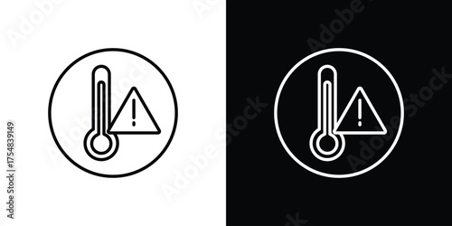 Temperature warning sign icon - Line Style. symbol template design