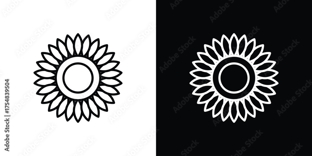 Fototapeta premium Sunflower icon - Line Style. symbol template design