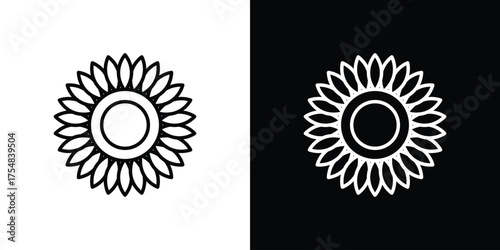 Sunflower icon - Line Style. symbol template design