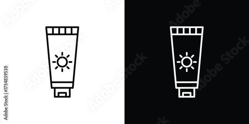 Sun cream icon - Line Style. symbol template design