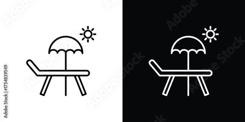 Sun bed icon - Line Style. symbol template design