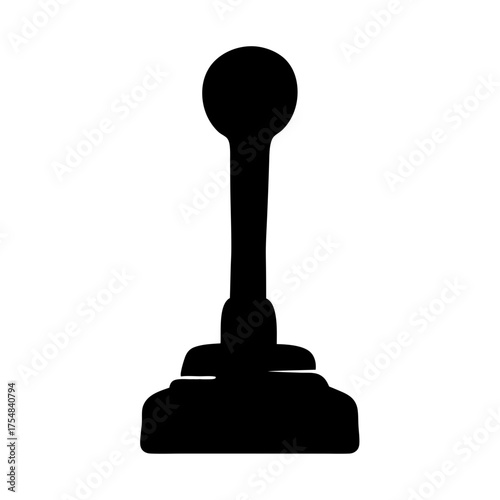 Monochrome illustration of a manual transmission gear shift stick silhouette