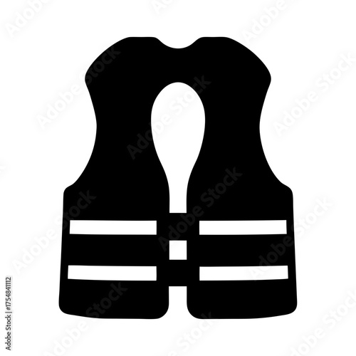 Black silhouette of a life jacket symbolizing water safety and protection