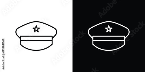 Police cap icon - Line Style. symbol template design