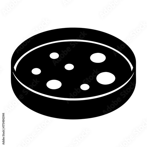 Monochrome Petri Dish Containing Various Circular Colonies for Scientific Observation