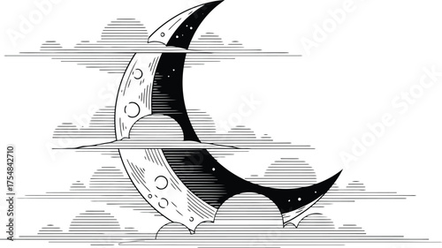 Moon crescent night sky stars celestial astrology lunar phase midnight dream