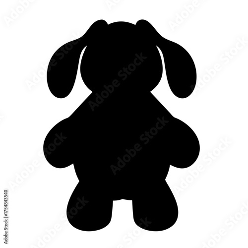 Silhouette of a Cute Stuffed Animal Puppy Toy Isolated on White