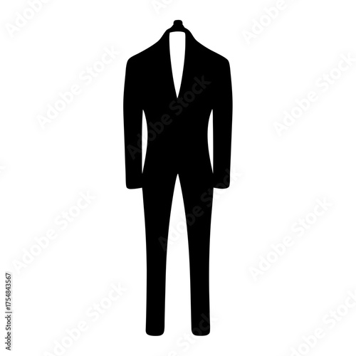 Silhouette of a formal suit hanging, indicating professional attire and sophistication