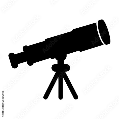Silhouette illustration of a telescope on a tripod for stargazing and exploration