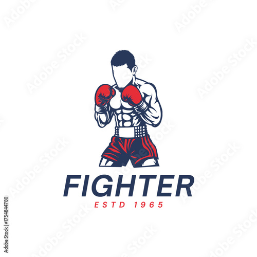 Dynamic boxer poised for action with powerful stance and red gloves, embodying strength and athletic spirit