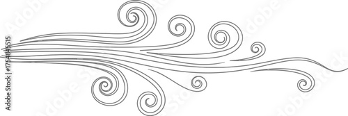 Wind swirl flow gust breeze air nature design graphic element pattern line