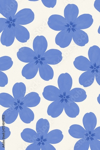 A vibrant pattern of blue flowers against a soft background