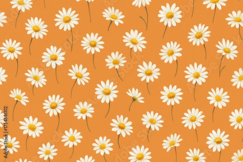 Daisy Flowers on Orange Background