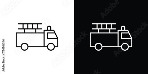 Fire truck icon - Line Style. symbol template design