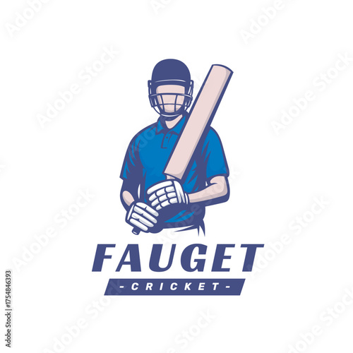 Dynamic cricket player logo, ready to score the winning runs with powerful swing, team branding, sporty design, perfect for apparel and marketing