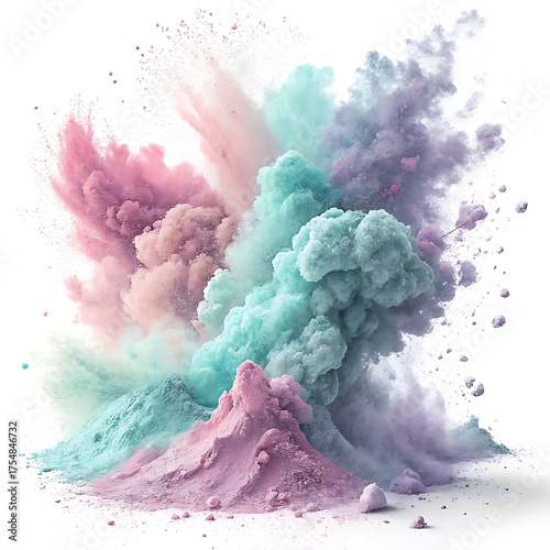Wallpaper Mural Vibrant Pastel Color Powder Explosion Set Against a Clean White Background, Ai Generative Torontodigital.ca