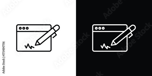 Electronic signature icon - Line Style. symbol template design