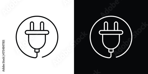 Electric plug icon - Line Style. symbol template design