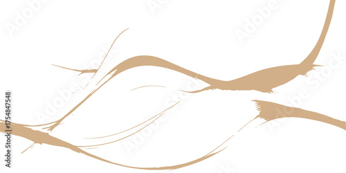 Needle and thread design with dry tree branches and leaf illustration on white background