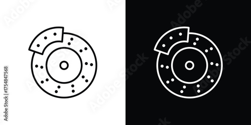 Disk brake icon - Line Style. symbol template design