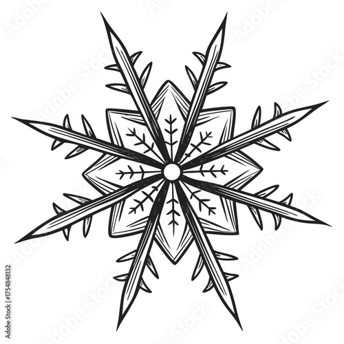 Hand drawn snowflake, winter holiday decoration