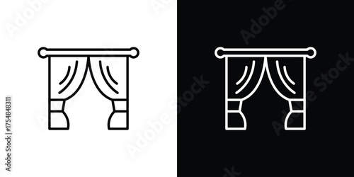 Curtains icon - Line Style. symbol template design