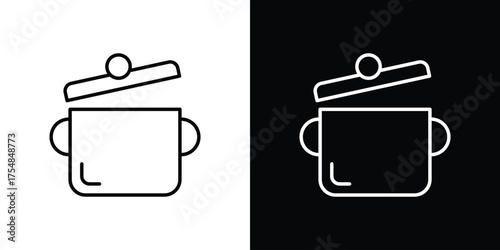Cooking pot icon - Line Style. symbol template design