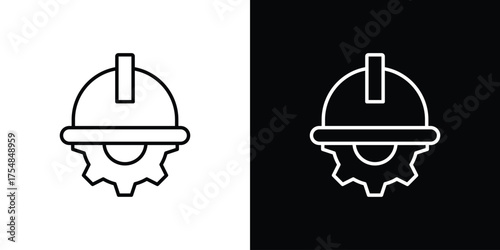Construction worker icon - Line Style. symbol template design