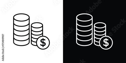 Coins stack icon - Line Style. symbol template design
