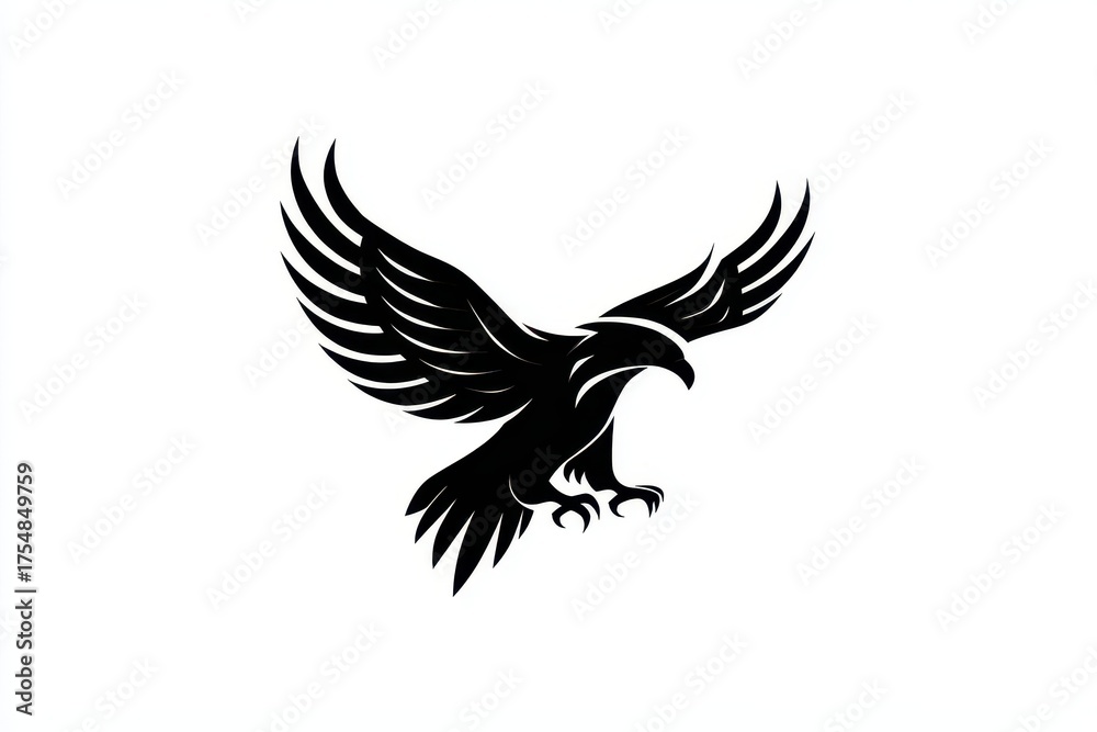 Fototapeta premium Dynamic Mascot Hawk: A Soaring Eagle Design with Tattoo-Style Elements and Symbolic Predator Imagery