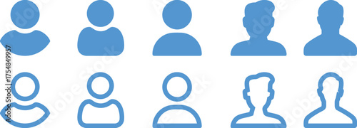 Illustrative icon set of simplified human forms. A versatile collection of silhouetted user icons perfect for website design
