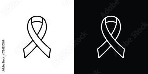 Cancer ribbon icon - Line Style. symbol template design
