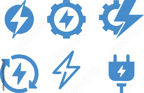 A collection of digital electric bolt symbols, conveying the power and dynamism of electrical energy, perfect for design needs