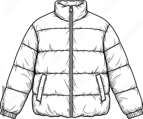 Puffer jacket coat winter fashion outerwear clothing style warm apparel casual padded quilted trendy