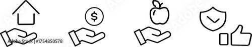 Business ethics icon set. fairness, integrity, loyalty, trust, equality, code of conduct, honesty, anti corruption, transparency.  