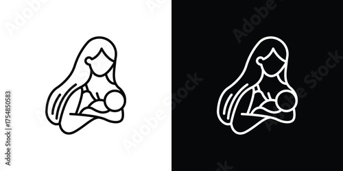 Breastfeeding icon - Line Style. symbol template design