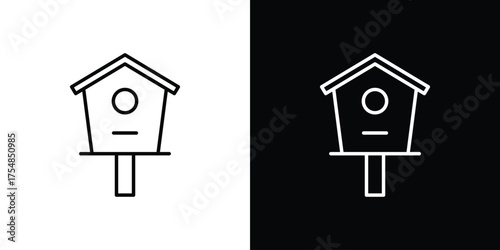 Bird house icon - Line Style. symbol template design
