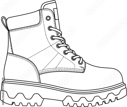 Boot footwear lace leather fashion style rugged durable workwear hiking outdoor