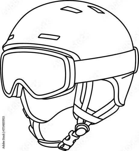 Ski helmet goggles winter sport safety gear snow snowboarding skiing outline