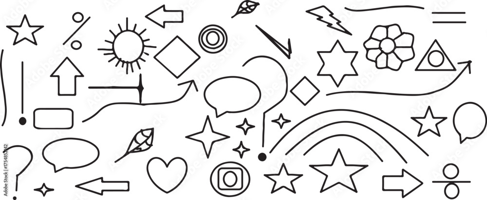 Obraz premium Collection of hand drawn doodle icons and symbols on white background