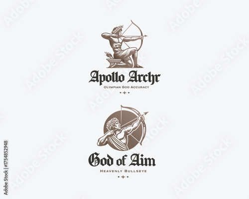 apollo god of archery with sharp arrow logo template