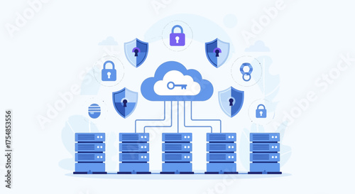 Secure Cloud Data Storage and Network Security Illustration
