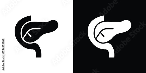 pancreas icon. Black and white simple flat design icon