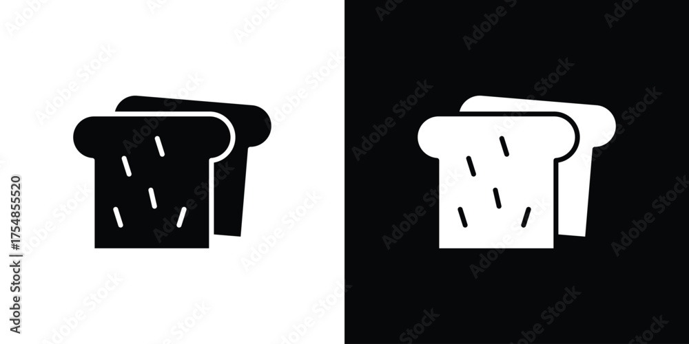 Fototapeta premium White bread icon. Black and white simple flat design icon