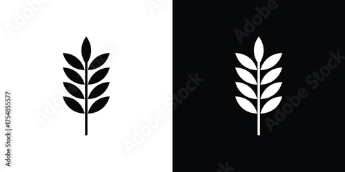 Wheat grain icon. Black and white simple flat design icon