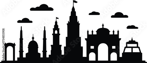 Iconic seville spain city skyline silhouette with famous landmarks